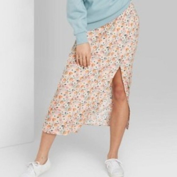 wild fable Dresses & Skirts - Wild Fable Floral Hi Rise Side Slit Midi Skirt